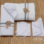 Λαδόπανο λευκό-σιέλ “Ρόμβος Λινάτσα” Lina Baby 106-4