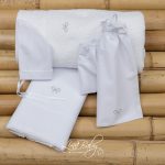 Λαδόπανο λευκό "Στρας φιογκάκι" Lina Baby 416-1