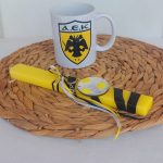 Σετ Πασχαλινή Λαμπάδα κίτρινη + Κούπα "ΑΕΚ"