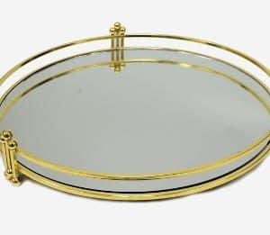 Δίσκος χρυσός με καθρέπτη μεταλλικός