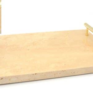 Δίσκος μαρμάρινος με χρυσά χερούλια