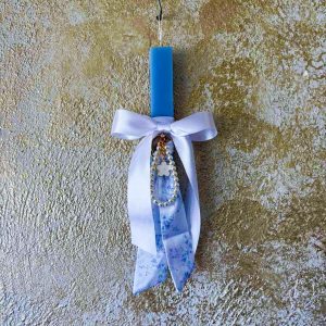 Πασχαλινή Λαμπάδα γυναικεία με μπρελόκ μαντηλάκι φλοράλ και πέρλες