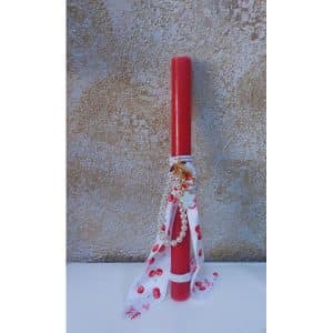 Πασχαλινή Λαμπάδα με μπρελόκ και πέρλες αρωματική,κόκκινη για γυναίκες και κορίτσια