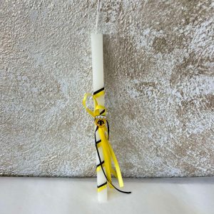 Λαμπάδα πασχαλινή ΑΕΚ αρωματική λευκή με καρφίτσα της ομάδας