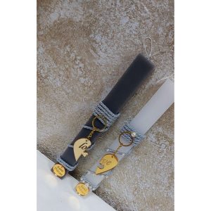 Σετ Πασχαλινές Λαμπάδεσ για ζευγάρια με μπρελοκ μιση καρδια